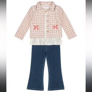 Little Lass Pink and White Outfit Set